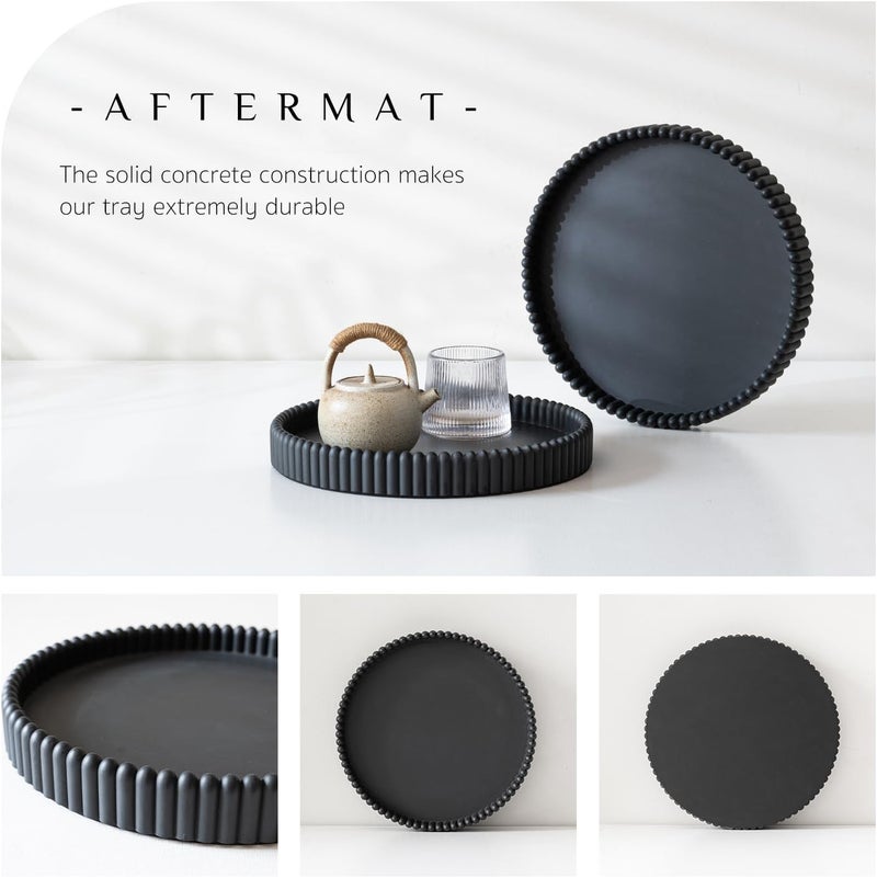 Aftermat Coffee Table Tray, Home Decor Round Tray, Concrete Black Coffee Table Decor Trays, Serving Decorative Trays for Dining Table - Image 4